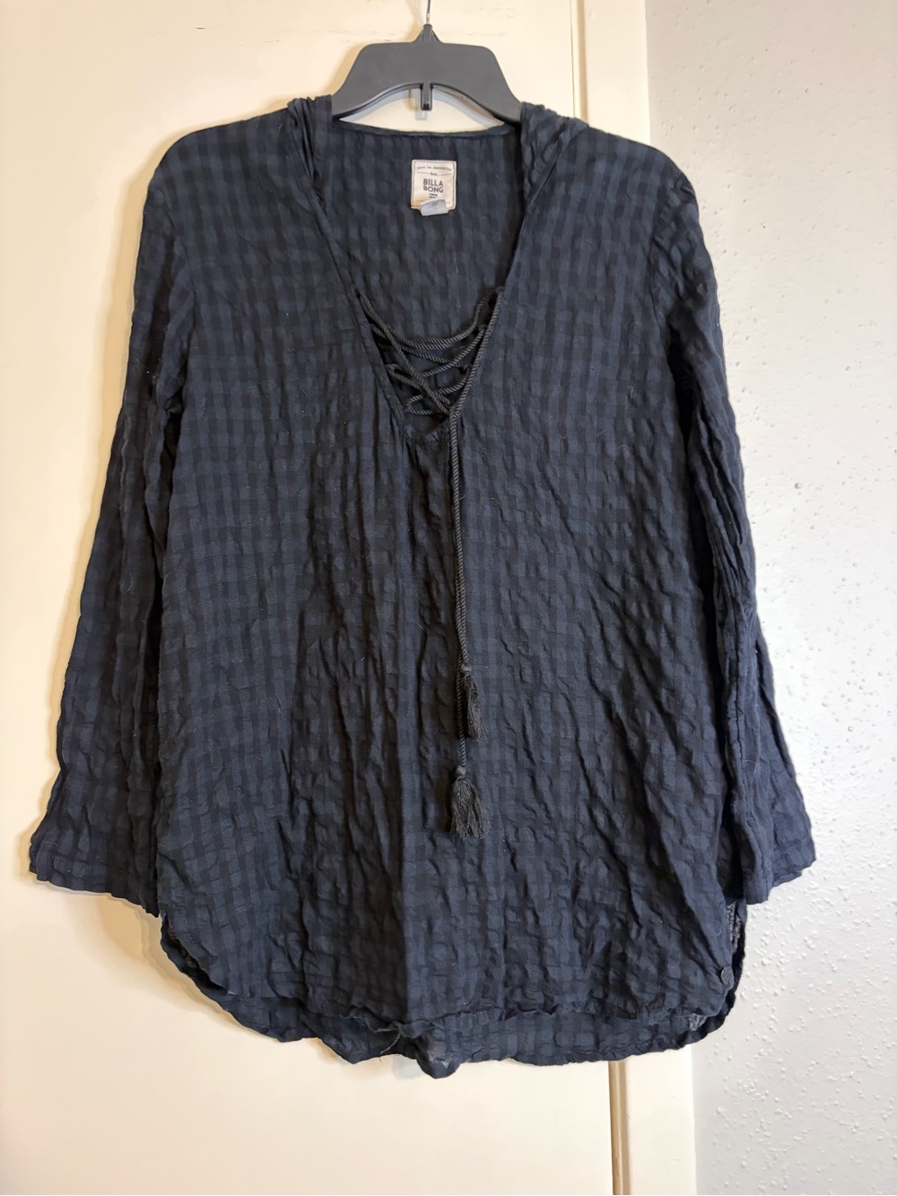 Billabong Black Long Sleeve Peasant Top